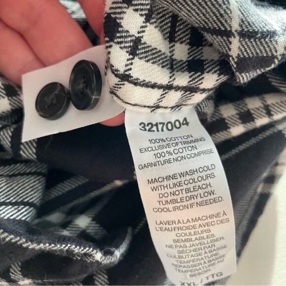 TILLEY Men's XXL Plaid Flannel Button Down Shirt Long Sleeve Black White - Picture 6 of 8